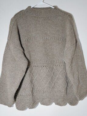 United Colors of Benetton Virgin Wool Chunky Knit Mock Neck Sweater Sz M Brown